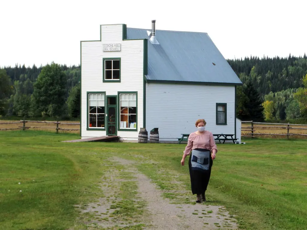 The white general store building at Huble Homestead Historic Site north of Prince George